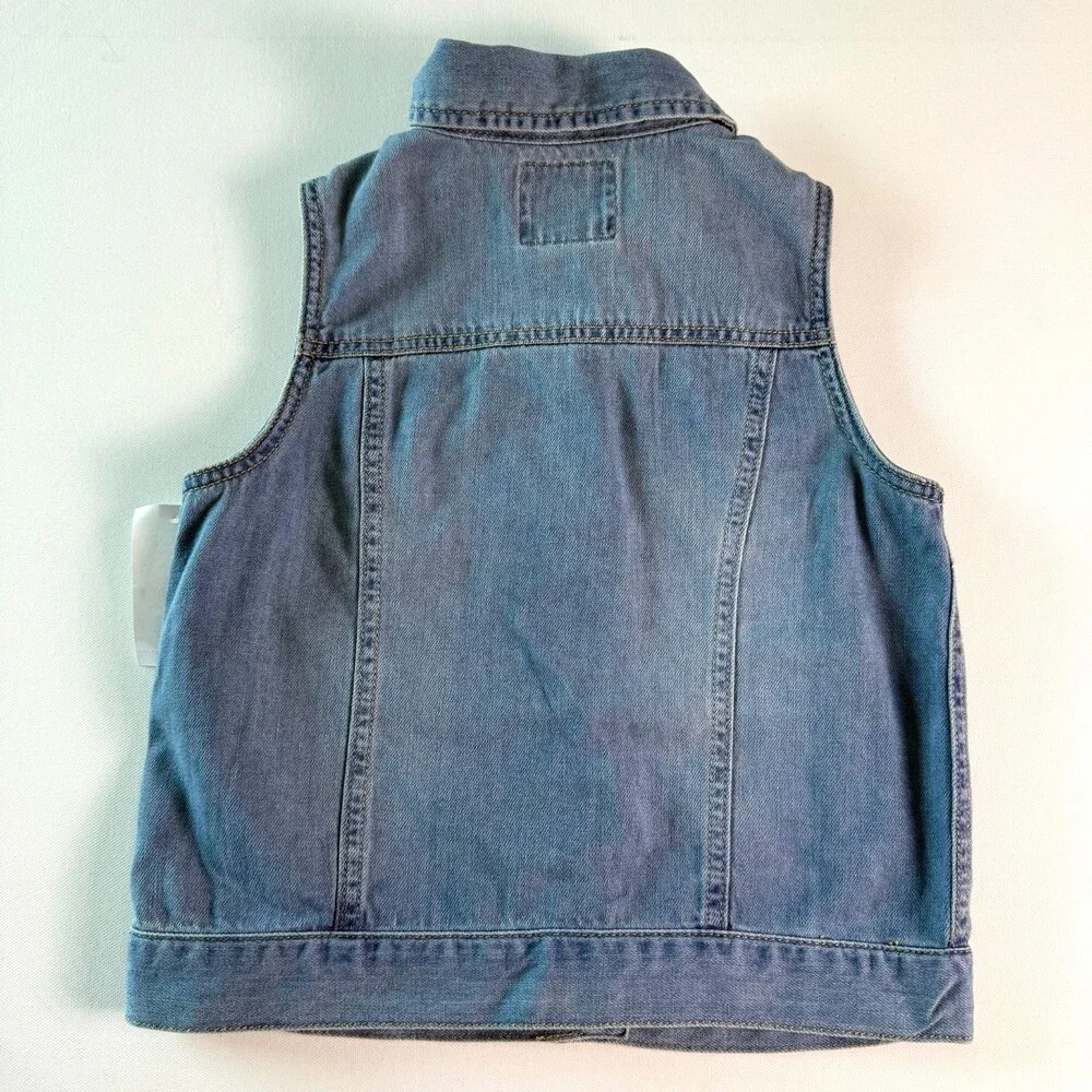 OshKosh B'gosh Girl's NWT Blue Denim Vest Size 8 Medium Wash Jean Vest MSRP $36